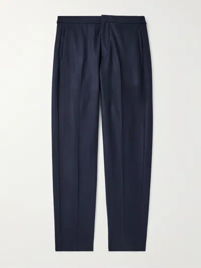 Loro Piana Breia Tapered Wool And Cashmere-blend Trousers In Blue