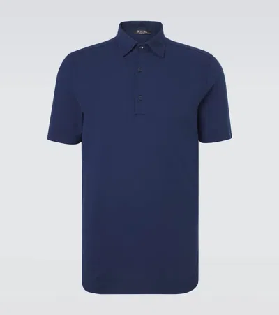 Loro Piana Brenna Cotton Piqué Polo Shirt In Blue