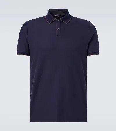 Loro Piana Brentwood Cotton-blend Piqué Polo Shirt In Blue