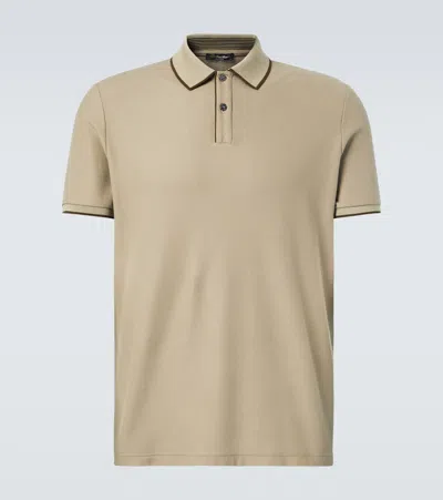 Loro Piana Brentwood Cotton-blend Piqué Polo Shirt In Dried Taragon