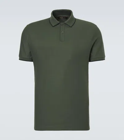 Loro Piana Brentwood Cotton-blend Piqué Polo Shirt In Green