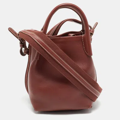 Pre-owned Loro Piana Brick Brown Leather Micro Bale Bucket Bag