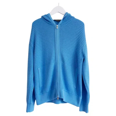 Pre-owned Loro Piana Bright Blue Ribbed Silk & Cotton Cardigan Jacket