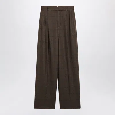 Loro Piana Brown Checkpattern Trousers In Wool And Cashmere