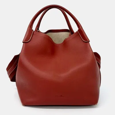 Pre-owned Loro Piana Brown Leather Veil Bag Large