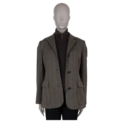 Pre-owned Loro Piana Brown Melange Cashmere Knit Lined Tweed Jacket 42 M