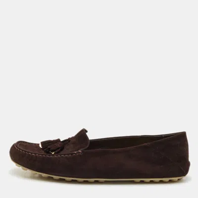 Pre-owned Loro Piana Brown Suede Dot Sole Walk Loafers Size 41
