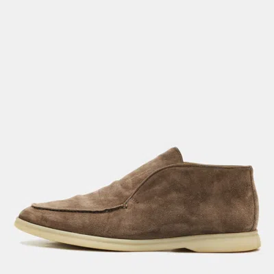 Pre-owned Loro Piana Brown Suede Open Walk Ankle Length Boots Size 40