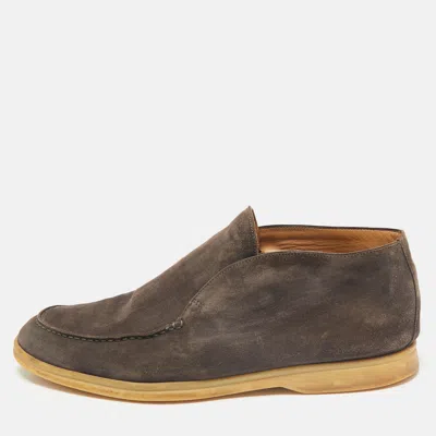 Pre-owned Loro Piana Brown Suede Open Walk Ankle Length Boots Size 42.5