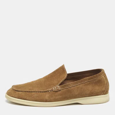 Pre-owned Loro Piana Brown Suede Summer Charms Walk Loafers Size 39