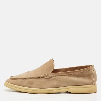 Pre-owned Loro Piana Brown Suede Summer Walk Slip On Loafers Size 40.5