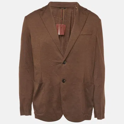 Pre-owned Loro Piana Brown Wool Knit Sweater Jacket Xl