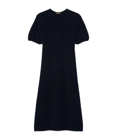 Loro Piana Bubble Sleeve Knitted Dress In Classic Blue