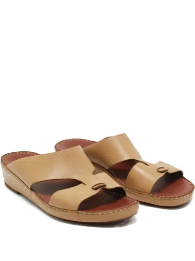 Pre-owned Loro Piana Buckle Leather Sandals In Neutral