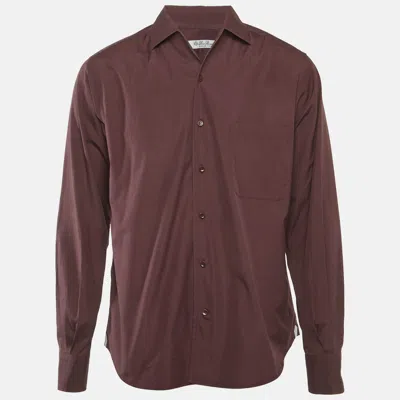 Pre-owned Loro Piana Burgundy Cotton Long Sleeve Shirt M