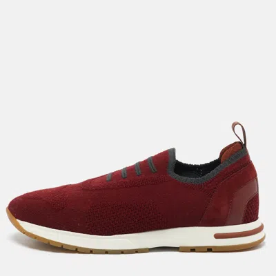 Pre-owned Loro Piana Burgundy Knit Fabric 360 Lp Flexy Walk Sneakers Size 36