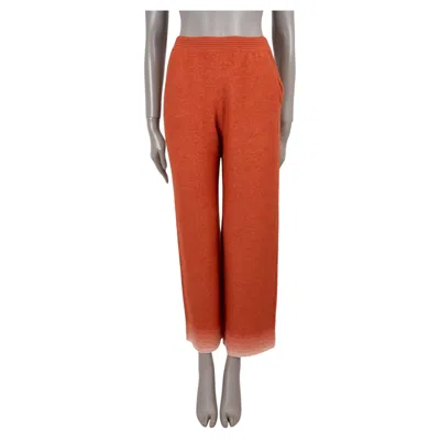 Pre-owned Loro Piana Burnt Orange Cashmere Silk Gradient Wide Track Pants 40 S