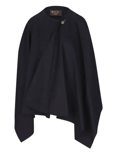 Loro Piana Button-embellished Cashmere Cape In Blue