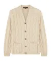 Loro Piana Button Knitted Cardigan In Cream Cashmere Mixed Color