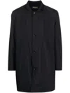 Loro Piana Button-up Leather Coat In Blue
