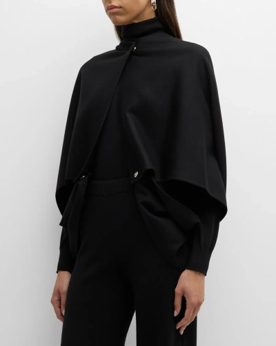 Loro Piana Buttoned Cashmere Cape In 8000 Black