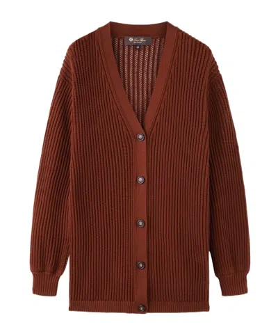 Loro Piana Buttoned V-neck Cardigan In Brown