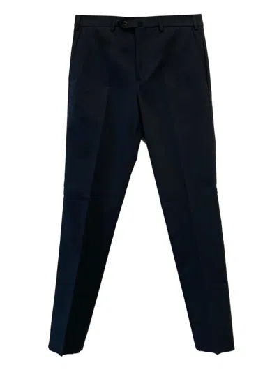 Loro Piana Buttoned-waist Straight-leg Trousers In Blue