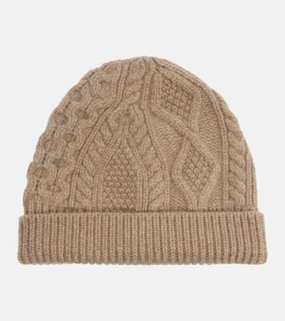 Loro Piana Cable-knit Cashmere Beanie In Brown