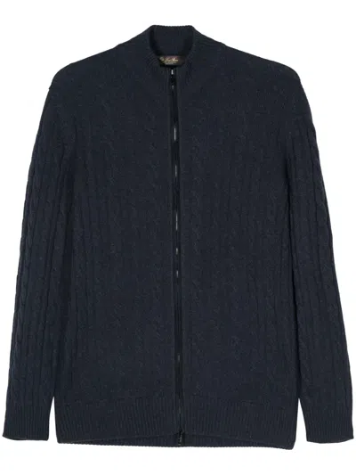 Loro Piana Cable-knit Cashmere Cardigan In Blue