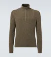Loro Piana Cable-knit Cashmere Half-zip Sweater In Brown