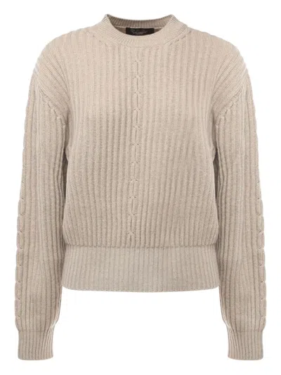 Loro Piana Cable-knit Cashmere Sweater In Brown