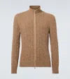 Loro Piana Cable-knit Cashmere Zip-up Cardigan In Brown