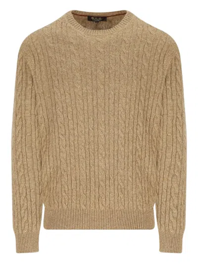 Loro Piana Cable-knit Crew-neck Sweater In Neutral