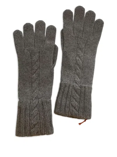 Loro Piana Cable-knit Gloves In Gray
