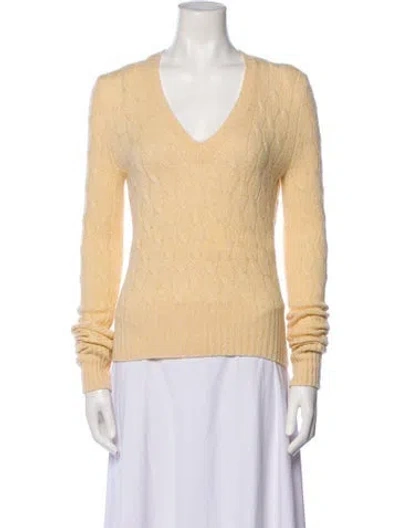 Pre-owned Loro Piana Cable Knit V-neck Sweater In Neutral