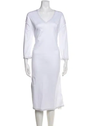 Pre-owned Loro Piana Caftano Stanley Midi Length Dress W/ Tags In White