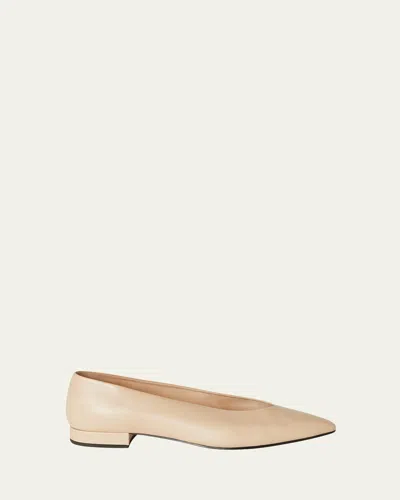 Loro Piana Calf Leather Ballerina Flats In Brown