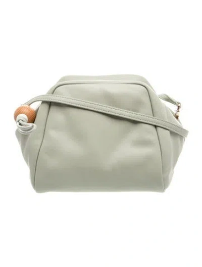Pre-owned Loro Piana Calf Leather Puffy Pouch W/ Strap Small In Green