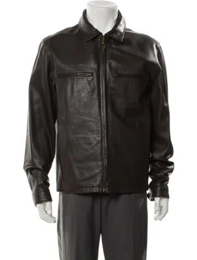 Pre-owned Loro Piana Calfskin Moto Jacket In Gray
