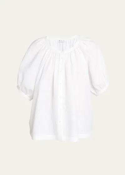 Loro Piana Cam Gritt Solaire Flax Blouse In 1005 Optical Whit