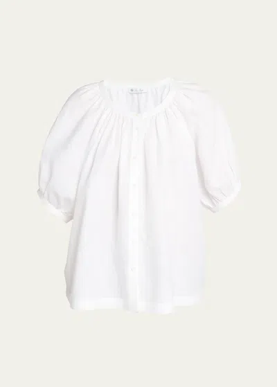 Loro Piana Cam Gritt Solaire Flax Blouse In 1005 Optical White
