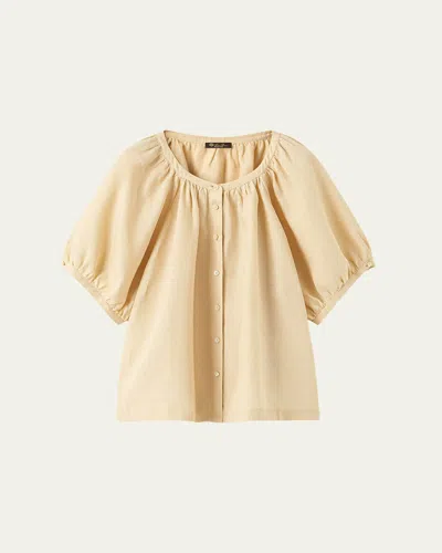 Loro Piana Cam Gritt Solaire Flax Blouse In Nude
