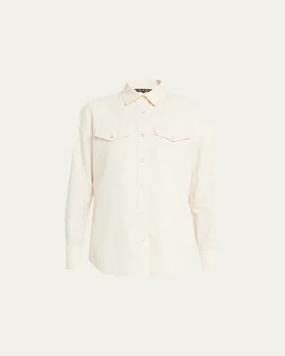 Loro Piana Cam Yelena Okayama Chambray Button-down Shirt In Rice Milk