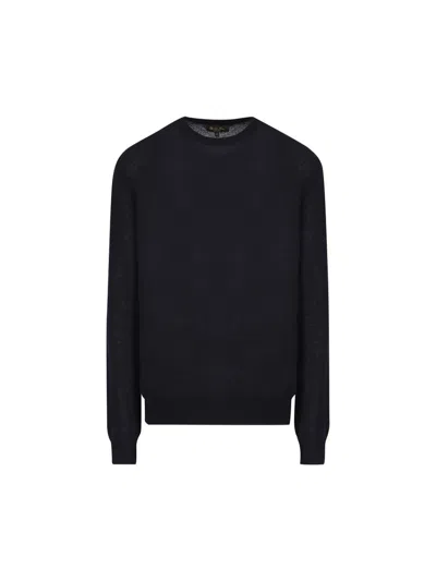 Loro Piana Camino Crewneck Knitted Jumper In Navy