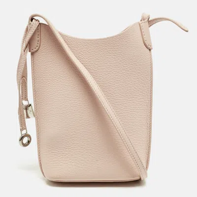 Pre-owned Loro Piana Candoglia Marble Leather Bale Phone Case Crossbody Bag In Pink