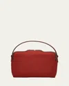 Loro Piana Canvas And Leather Rounded Travel Pouch