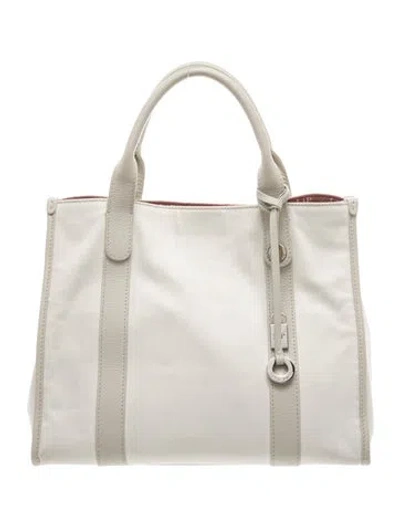 Pre-owned Loro Piana Canvas Nylon Beam Tote In White