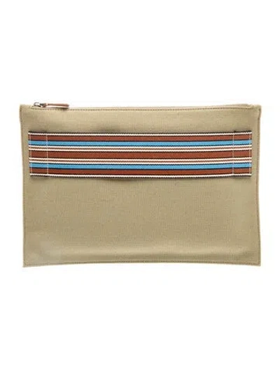Pre-owned Loro Piana Canvas Suitcase Stripe In Green