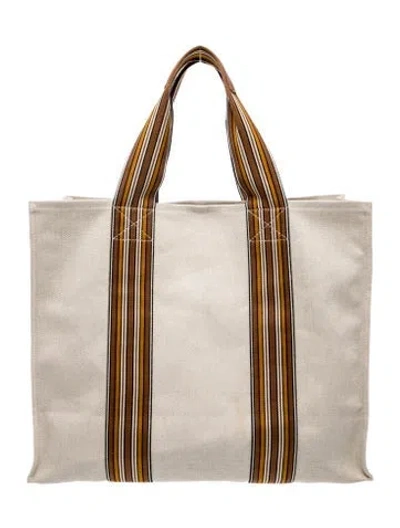 Pre-owned Loro Piana Canvas Suitcase Stripe Medium In Neutral
