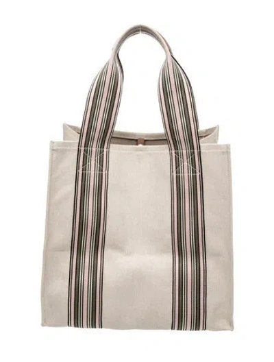 Pre-owned Loro Piana Canvas Suitcase Stripe Small In Neutral